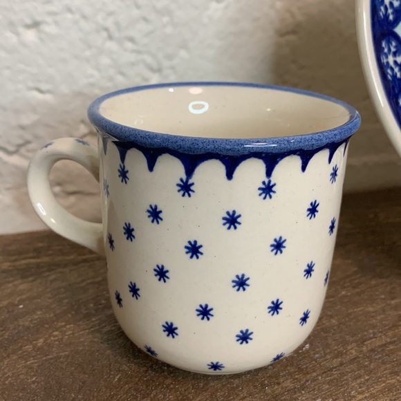 VTG Boleslawiec Polish Pottery Set-Winter Chapel Plate, Reindeer Pine Bowl, Mug - Picture 7 of 8